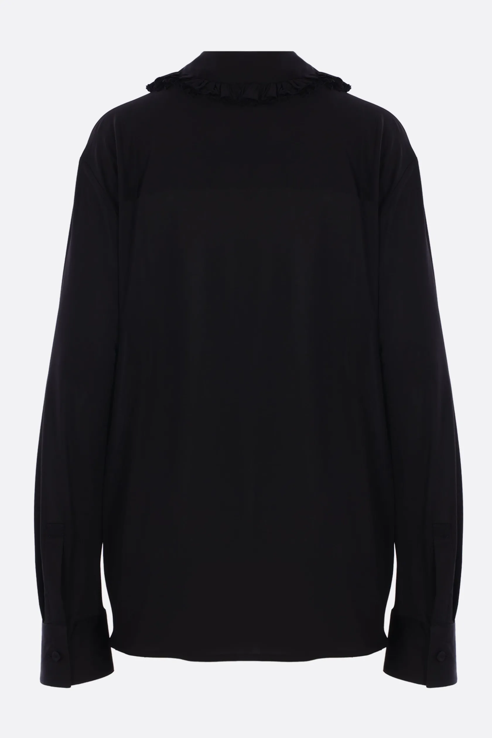Topwear>JIL SANDER camicia in viscosa fluida con rouches Nero