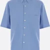 Topwear>AURALEE camicia oversize a maniche corte in twill Blu