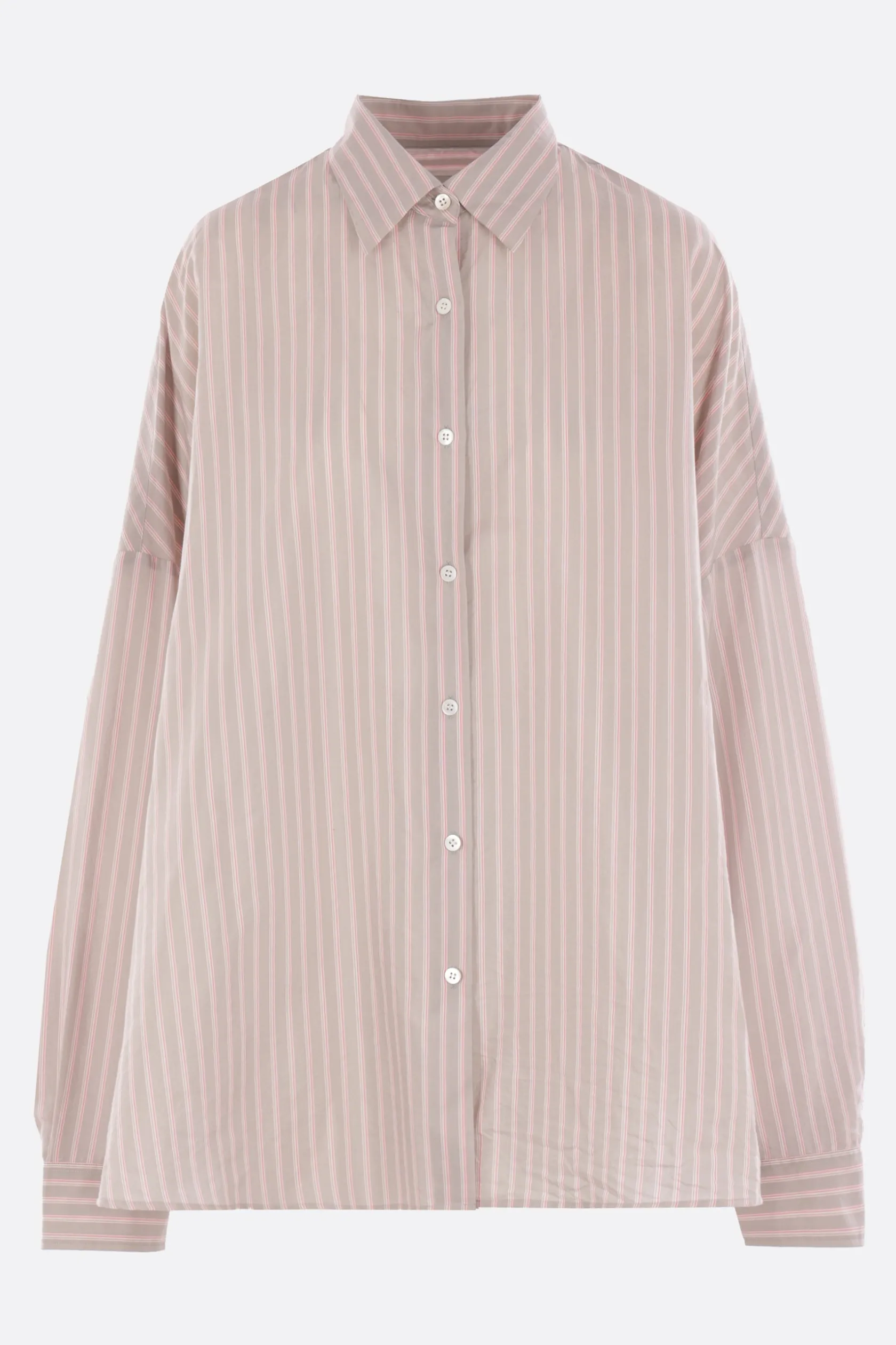 Topwear>DRIES VAN NOTEN camicia oversize Casia in popeline a righe Grigio