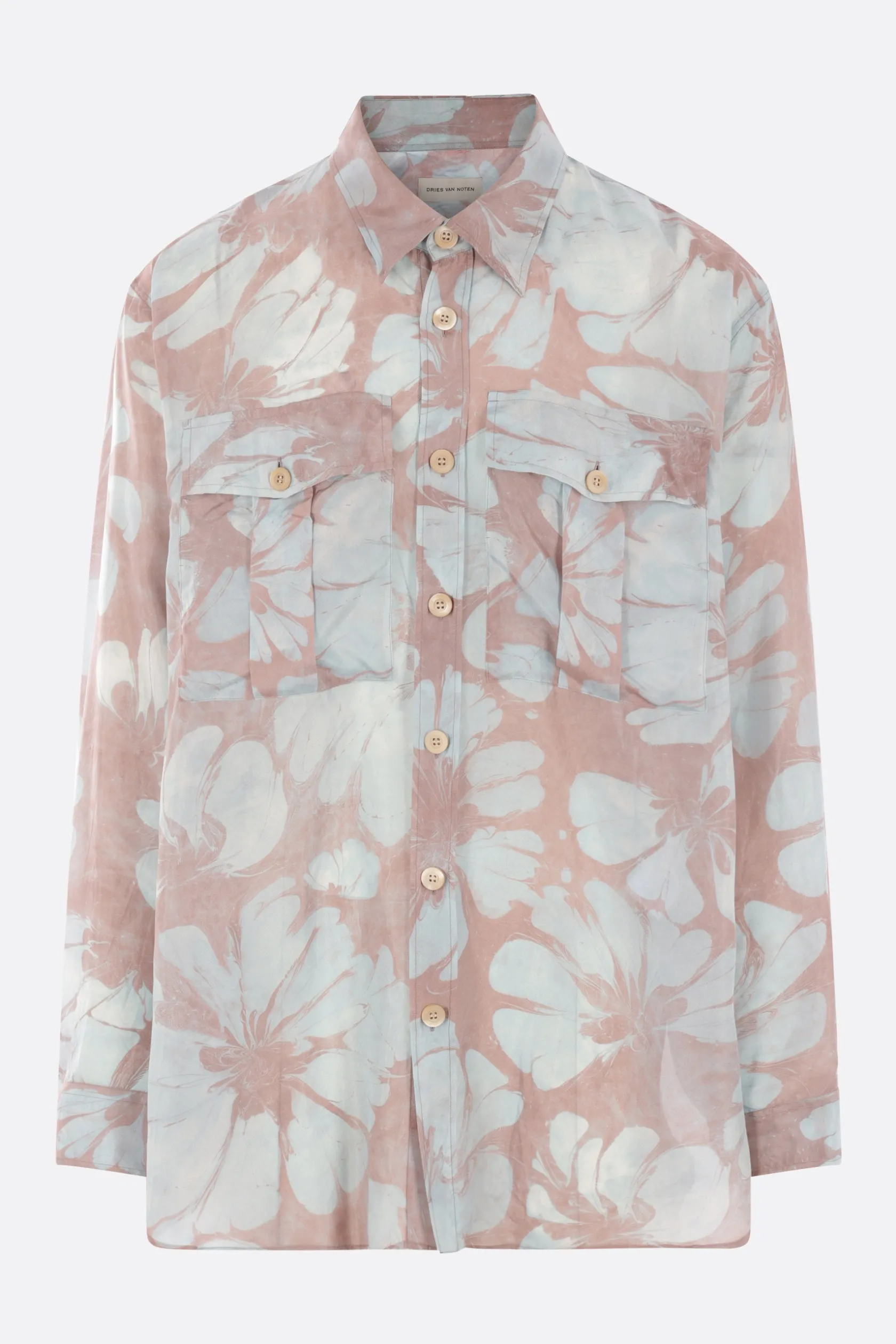 Topwear>DRIES VAN NOTEN camicia oversize Crowsey in seta Blu