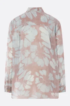 Topwear>DRIES VAN NOTEN camicia oversize Crowsey in seta Blu
