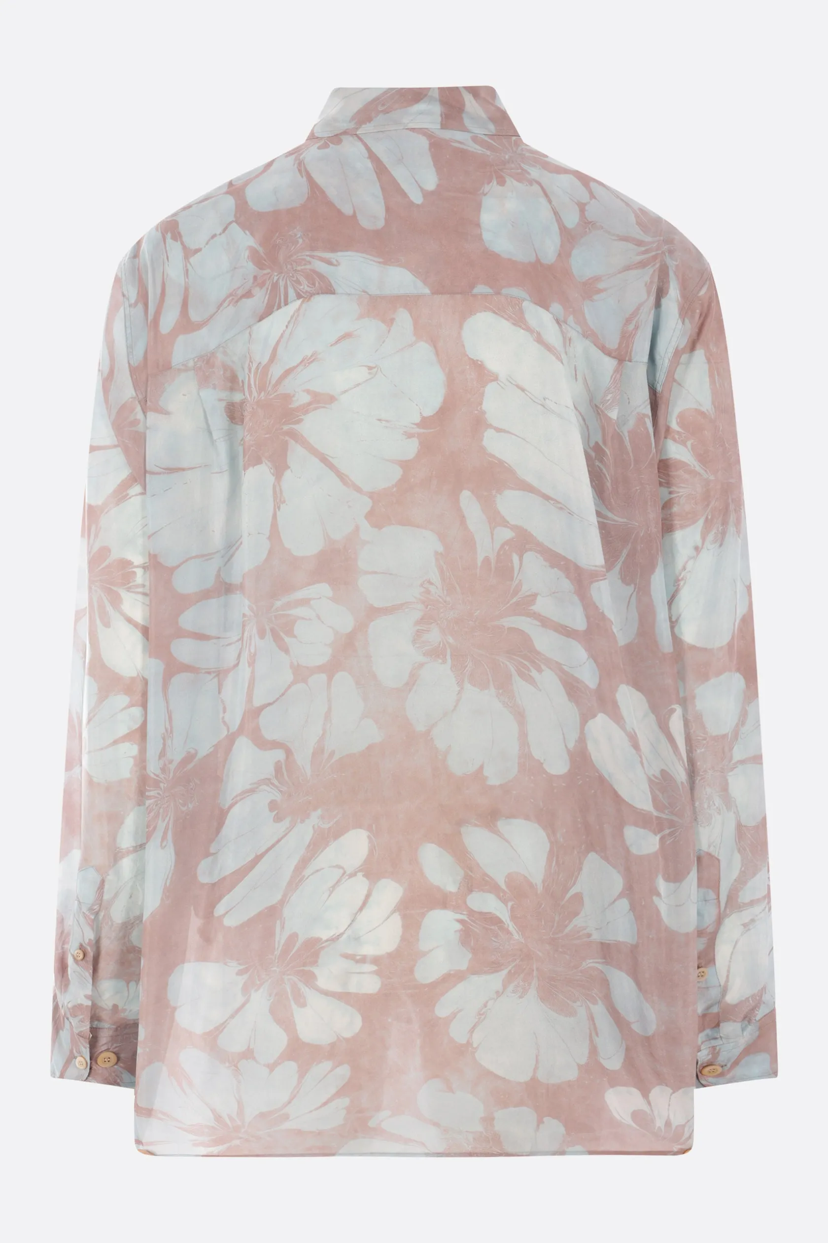 Topwear>DRIES VAN NOTEN camicia oversize Crowsey in seta Blu