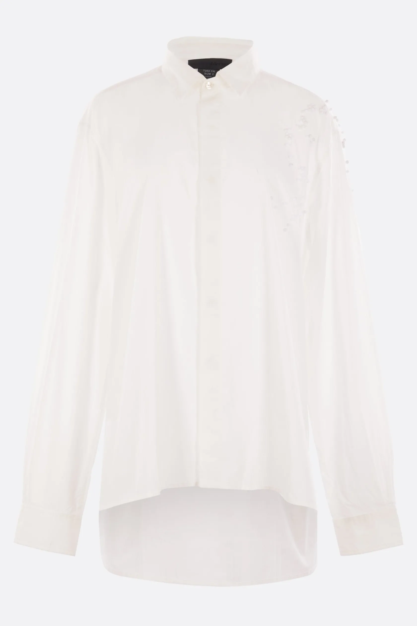 Topwear>MARIA CALDERARA camicia oversize in cotone con perline Bianco