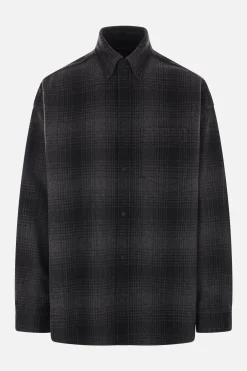 Topwear>BALENCIAGA camicia oversize in flanella check Grigio