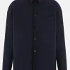 Topwear>MARNI camicia oversize in grain de poudre Blu