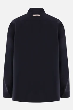 Topwear>MARNI camicia oversize in grain de poudre Blu