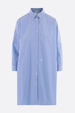 Topwear>JIL SANDER camicia oversize in popeline a righe Blu
