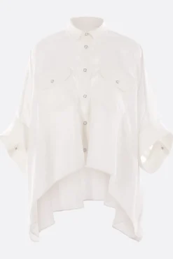 Topwear>SACAI camicia oversize in raso e denim Bianco