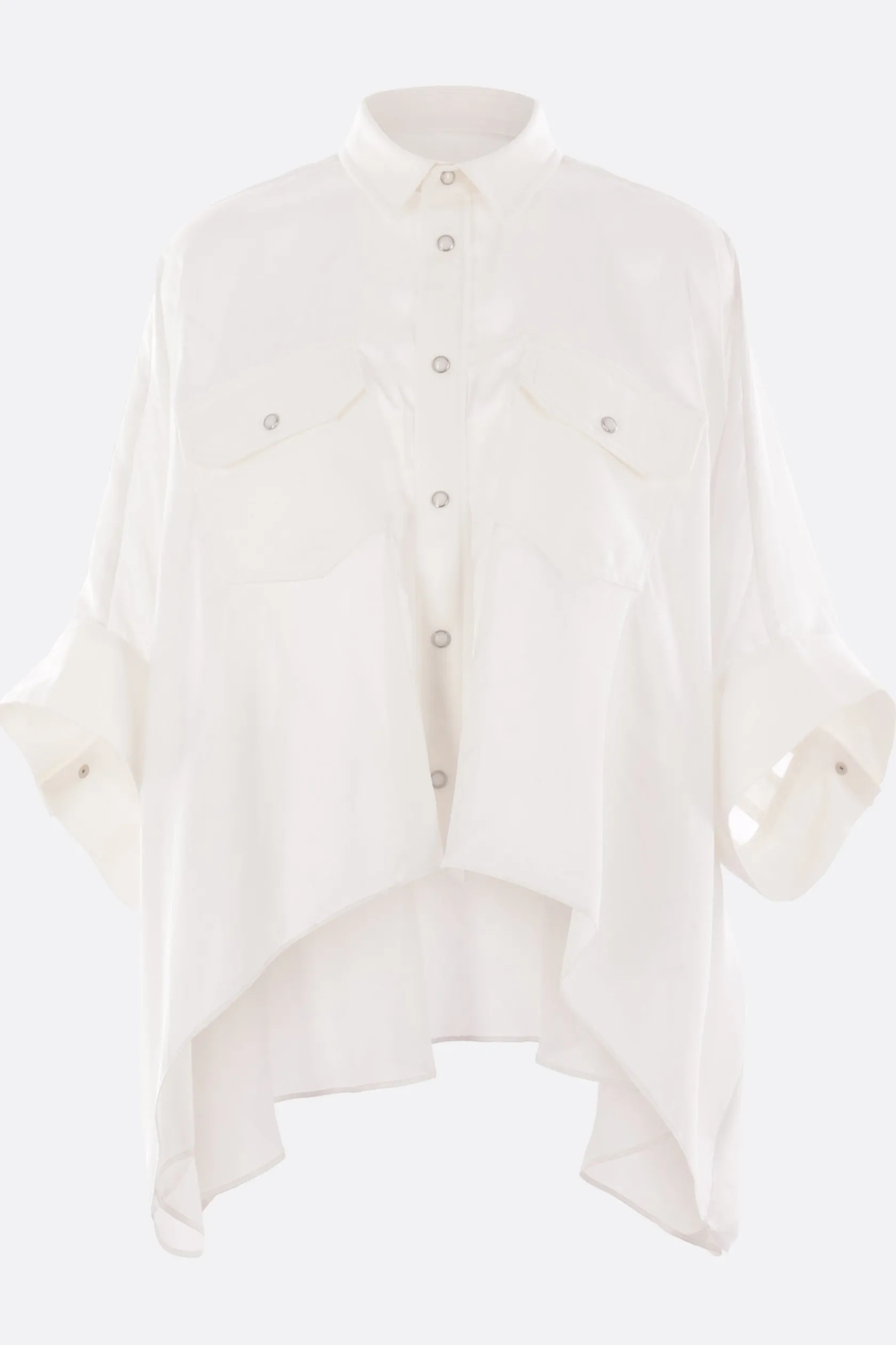 Topwear>SACAI camicia oversize in raso e denim Bianco
