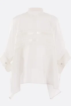 Topwear>SACAI camicia oversize in raso e denim Bianco