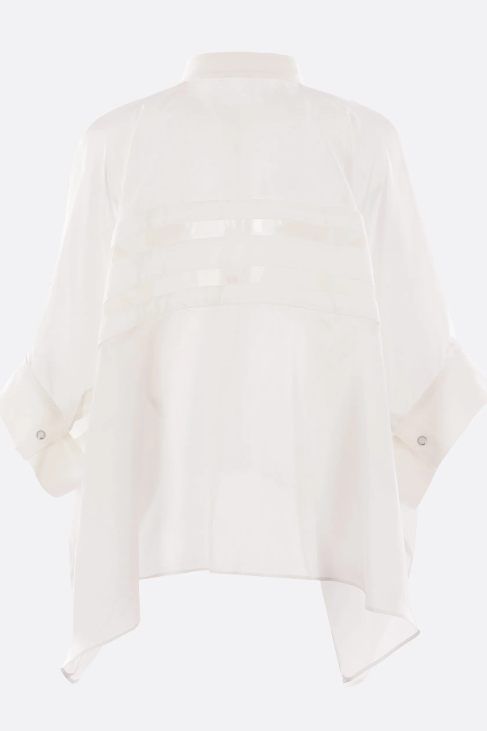 Topwear>SACAI camicia oversize in raso e denim Bianco