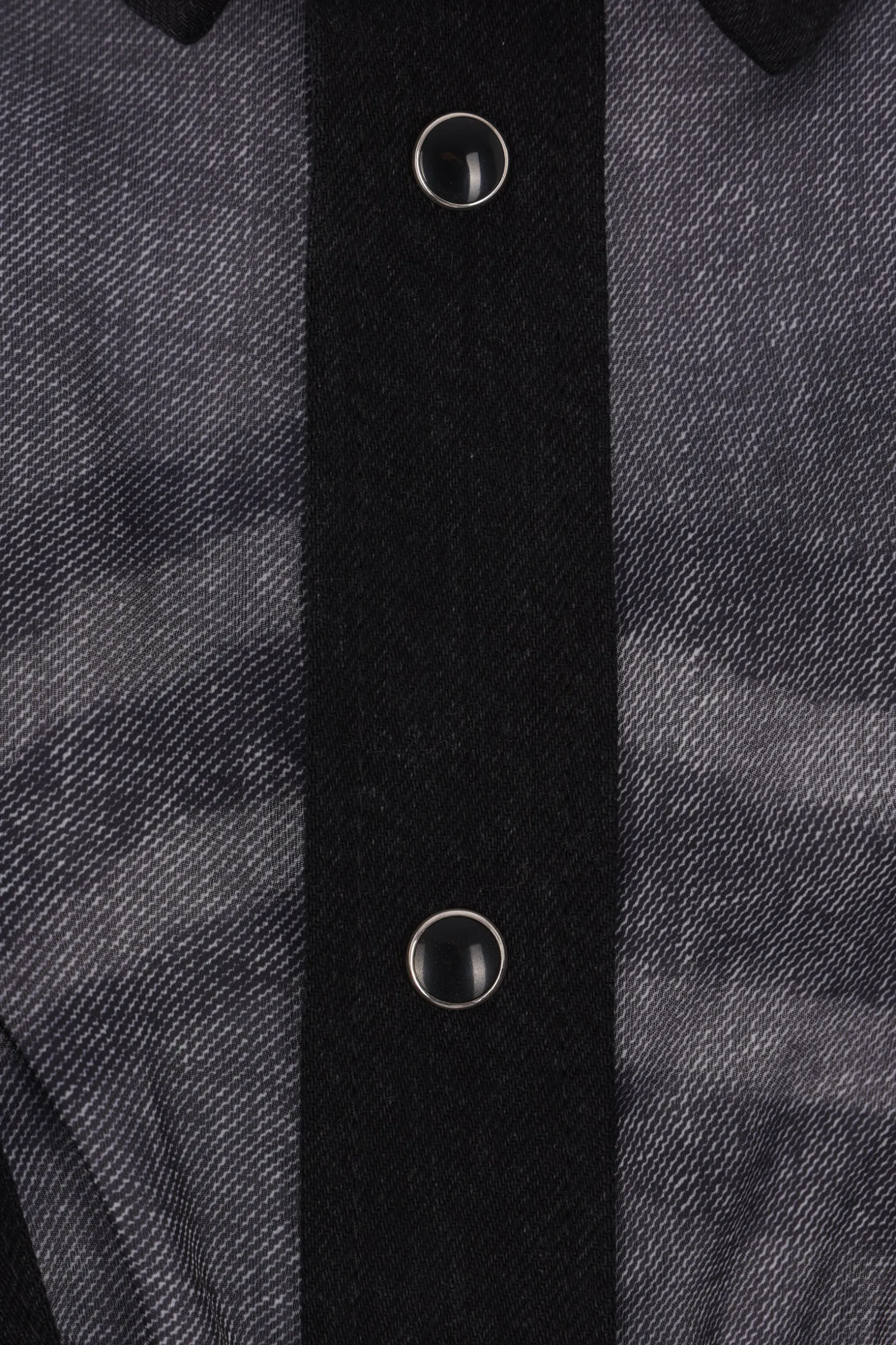 Topwear>SACAI camicia oversize in raso e denim Nero
