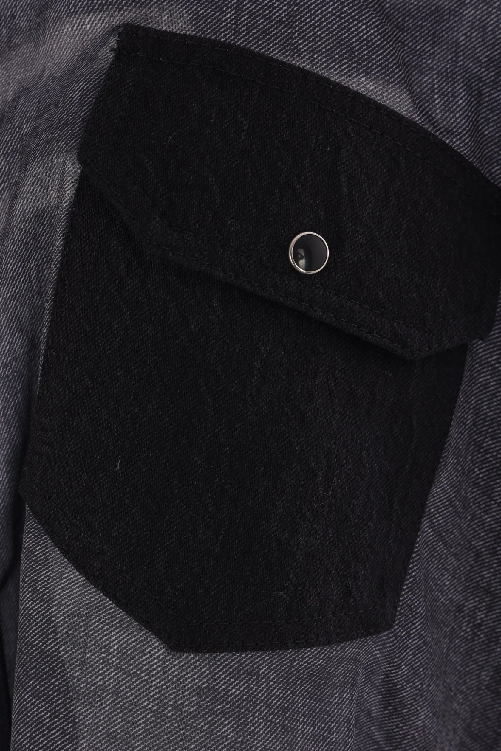 Topwear>SACAI camicia oversize in raso e denim Nero