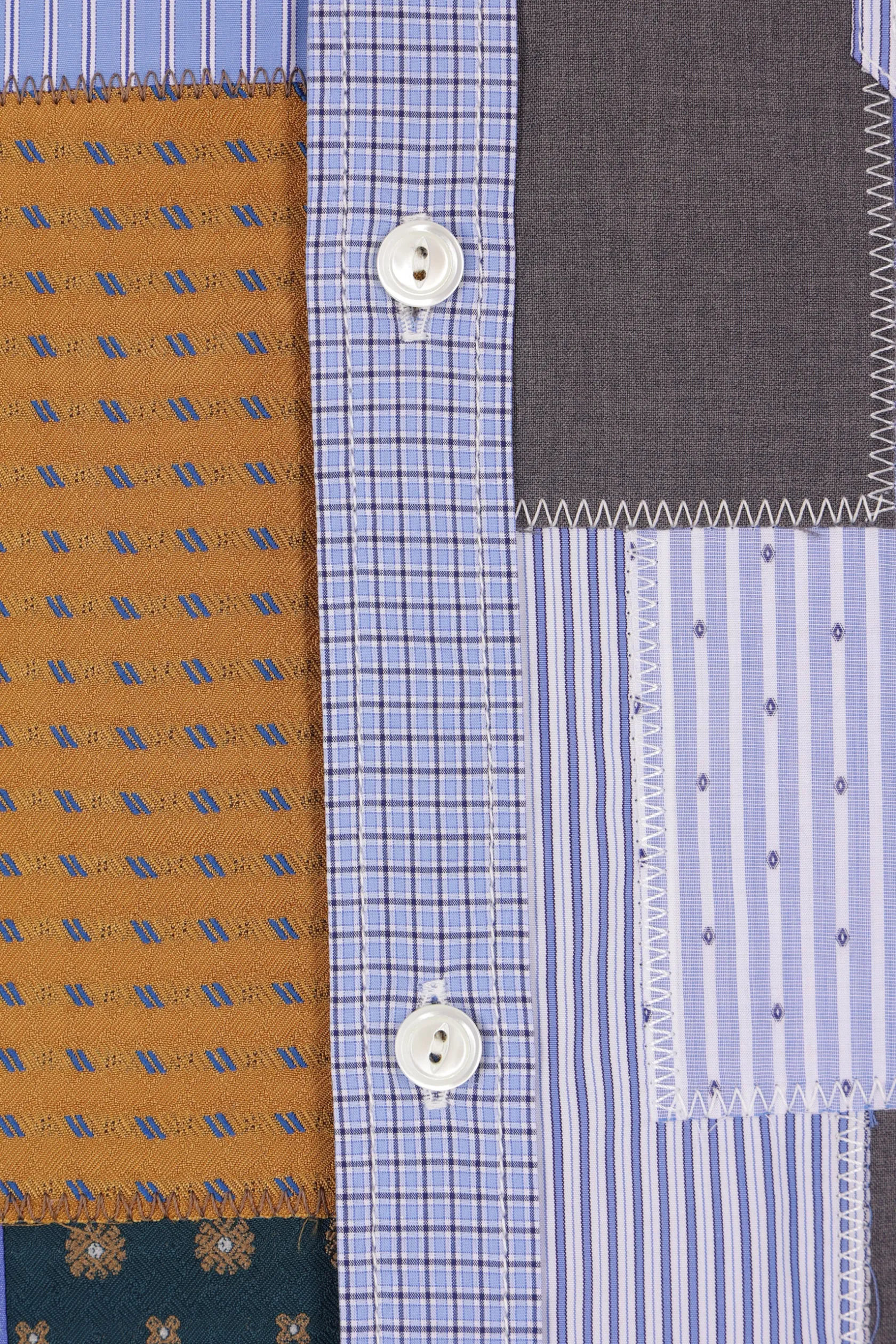 Topwear>JUNYA WATANABE MAN camicia patchwork in popeline a quadri Blu