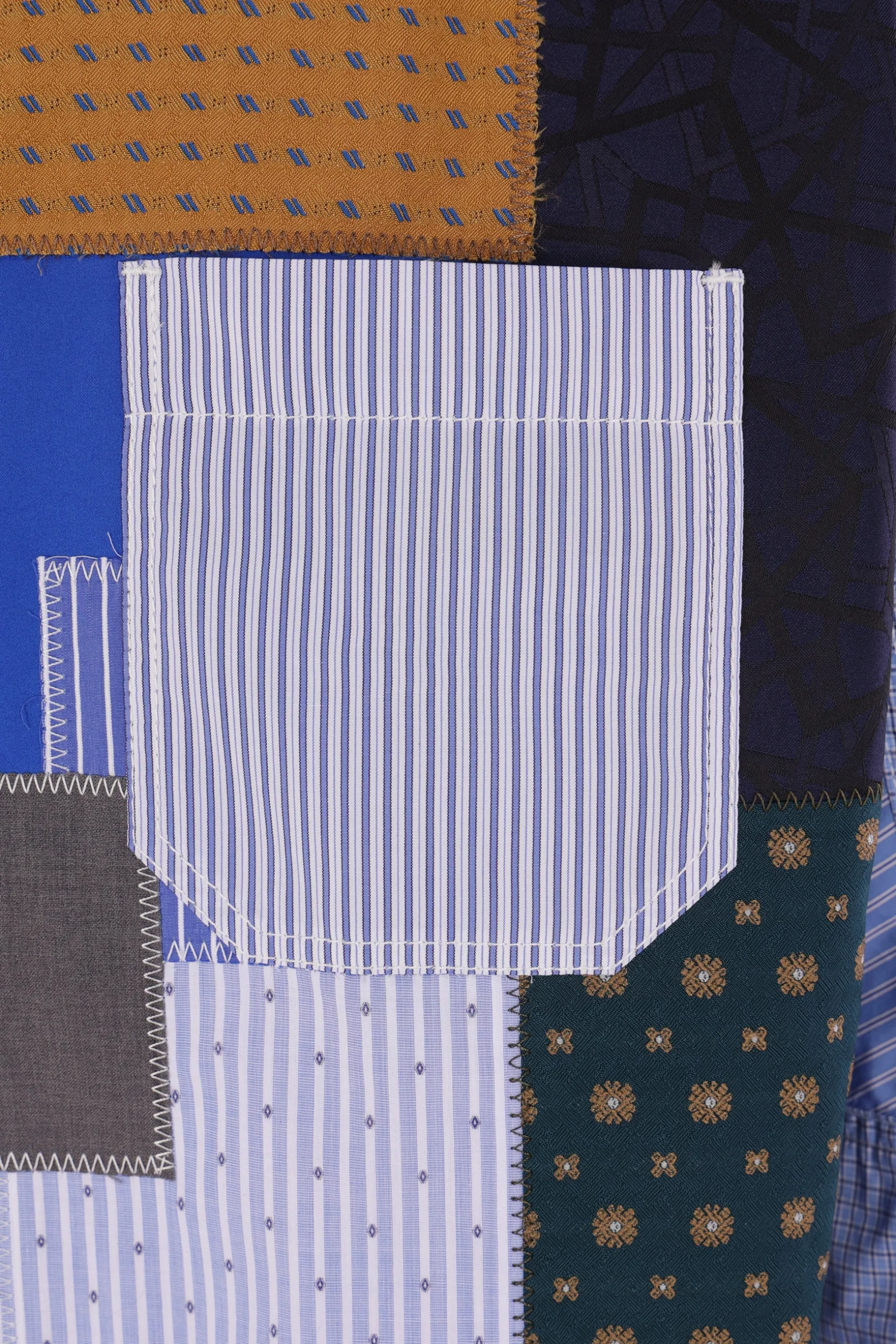 Topwear>JUNYA WATANABE MAN camicia patchwork in popeline a quadri Blu