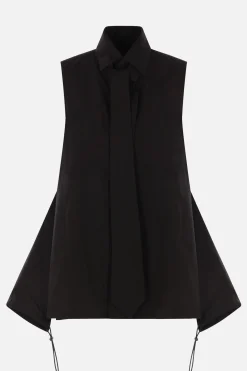 Topwear>YOHJI YAMAMOTO camicia smanicata in popeline con cravatta Nero