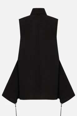 Topwear>YOHJI YAMAMOTO camicia smanicata in popeline con cravatta Nero