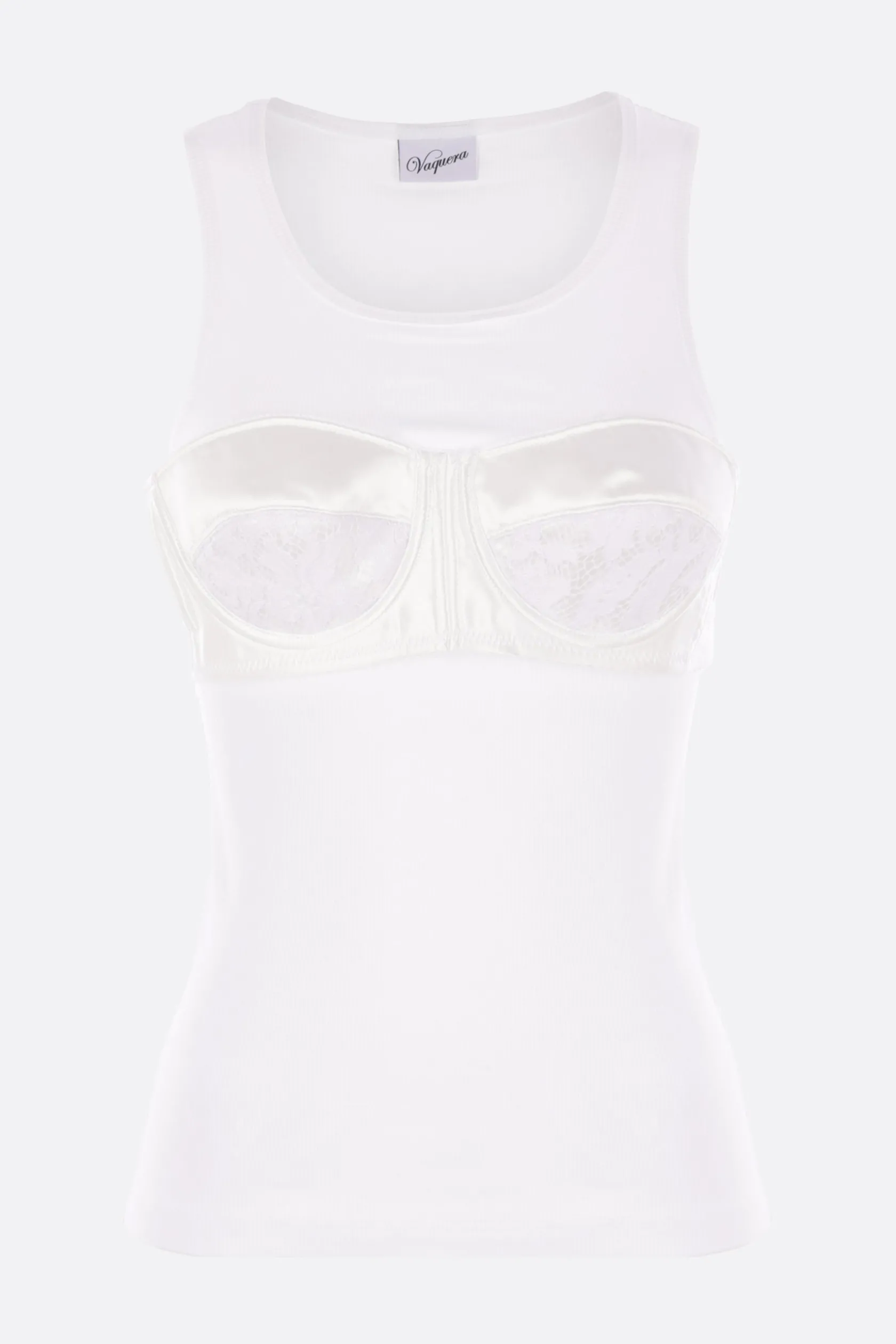 Topwear>VAQUERA canotta Balconette Bra in jersey a costine Bianco
