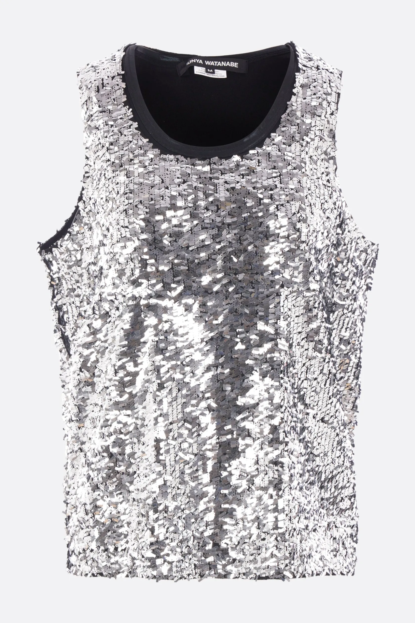 Topwear>JUNYA WATANABE canotta doppia in mesh con paillettes Argento