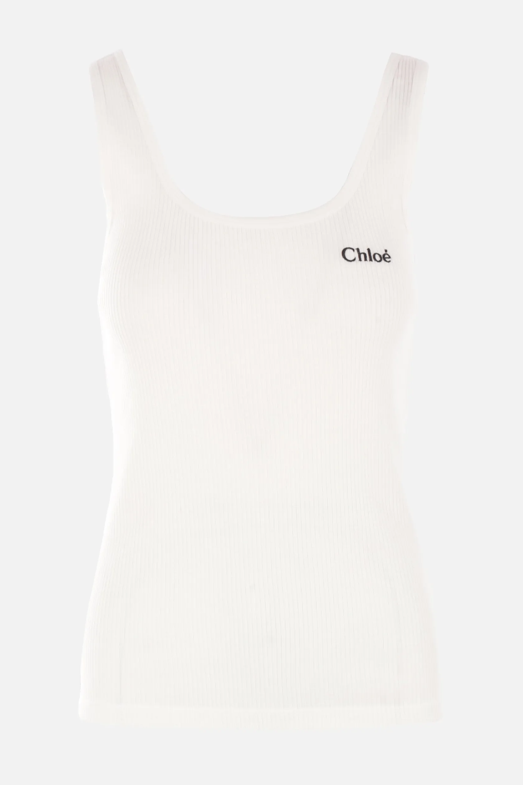 Topwear>CHLOÉ canotta in jersey a costine Bianco
