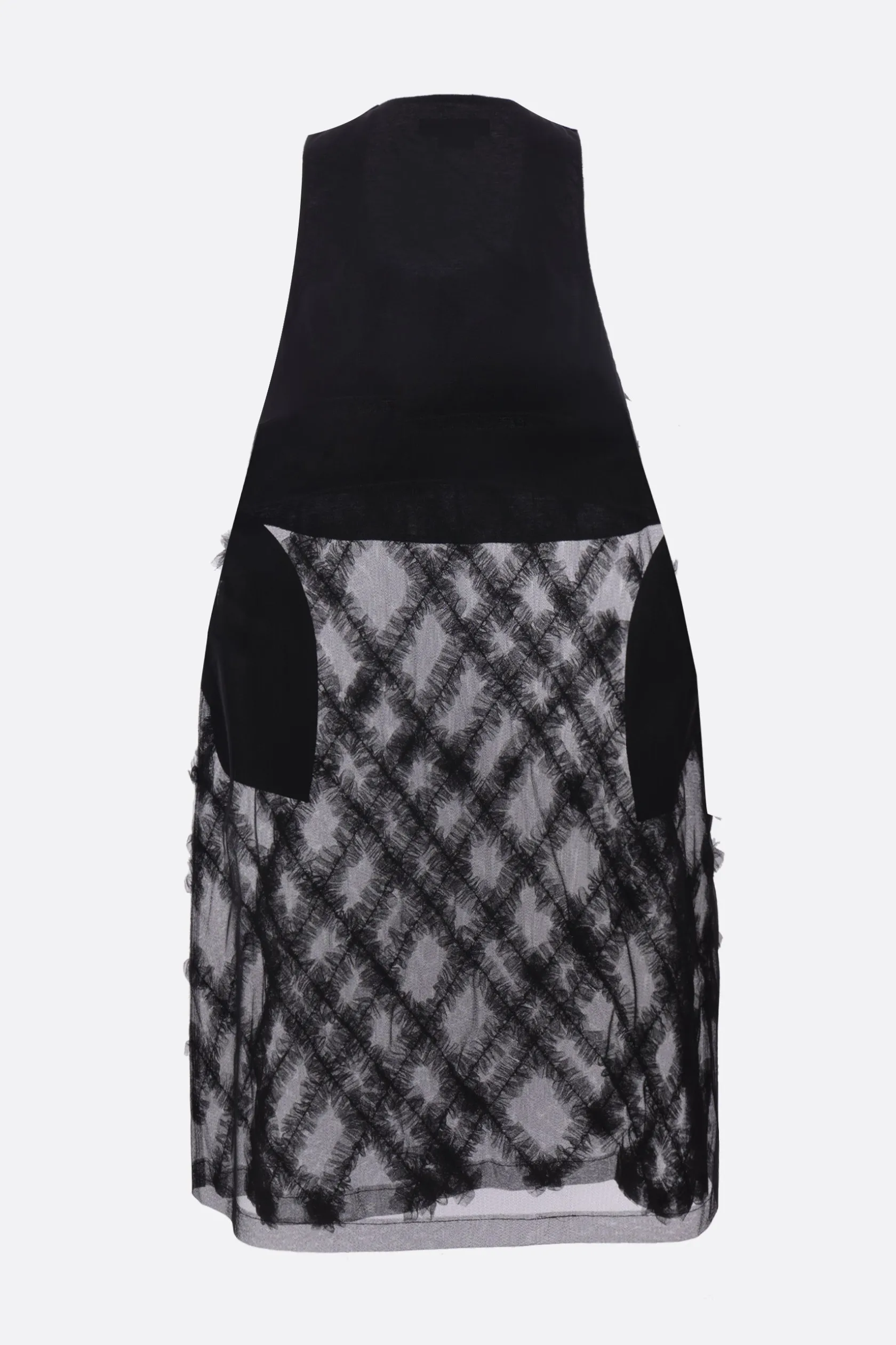 Topwear>BLACK COMME des GARÇONS canotta long-fit in tulle con rouches Nero