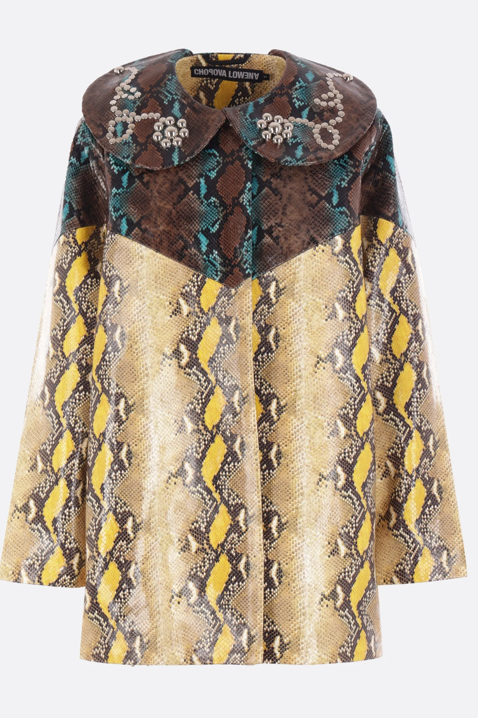 Capispalla>CHOPOVA LOWENA cappotto Belle in pelle stampa pitone Multicolor