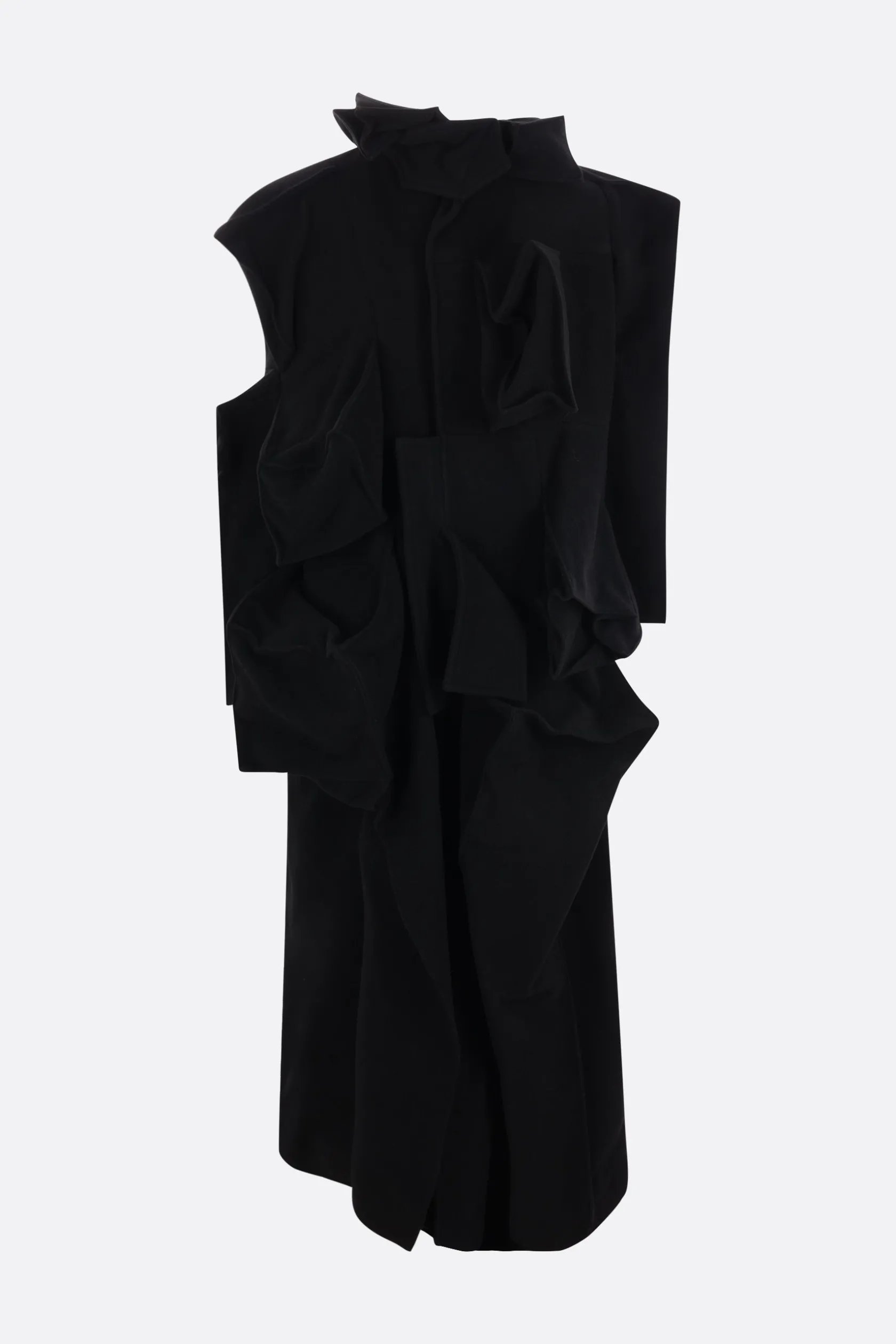 Capispalla>YOHJI YAMAMOTO cappotto destrutturato in misto lana Nero