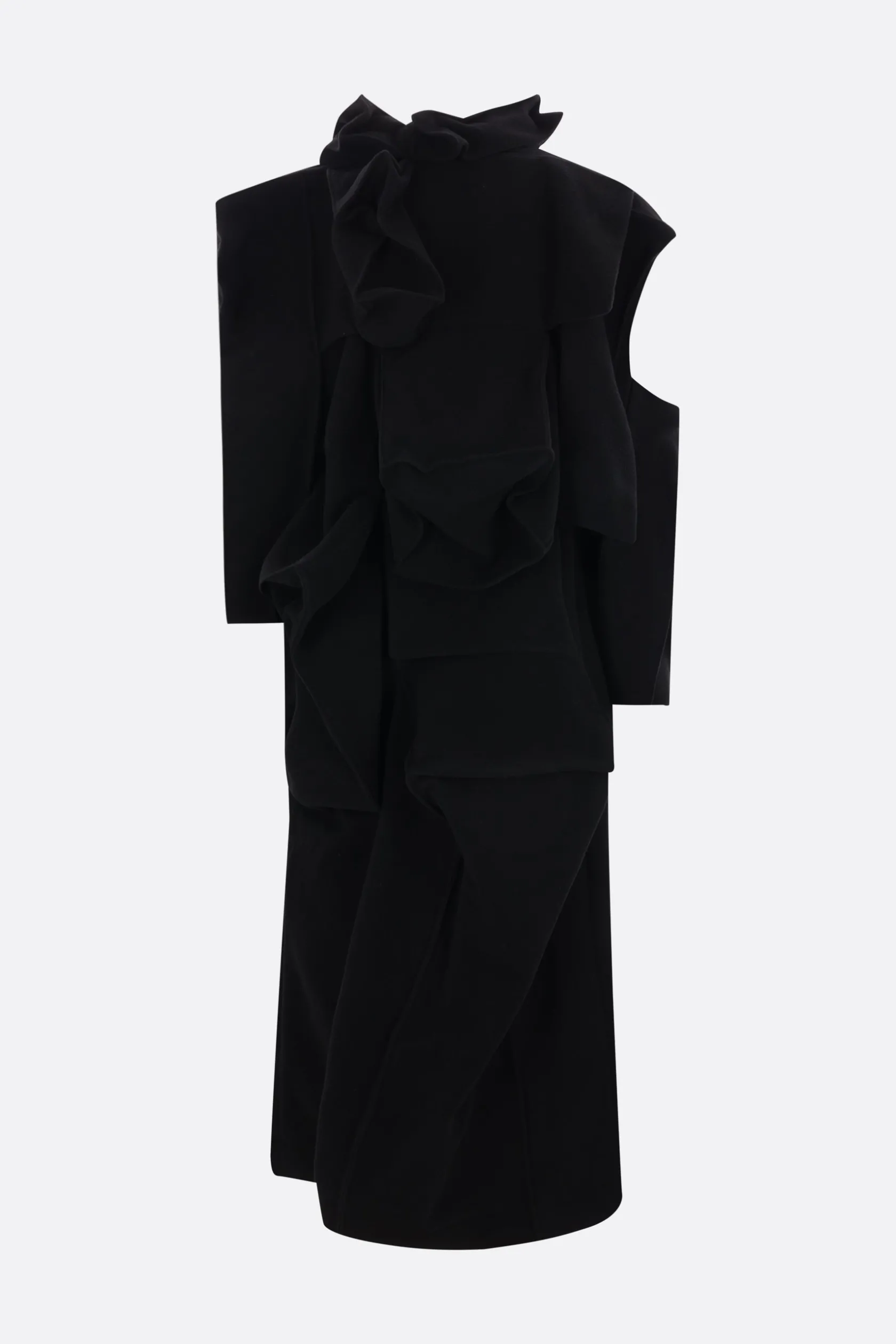 Capispalla>YOHJI YAMAMOTO cappotto destrutturato in misto lana Nero