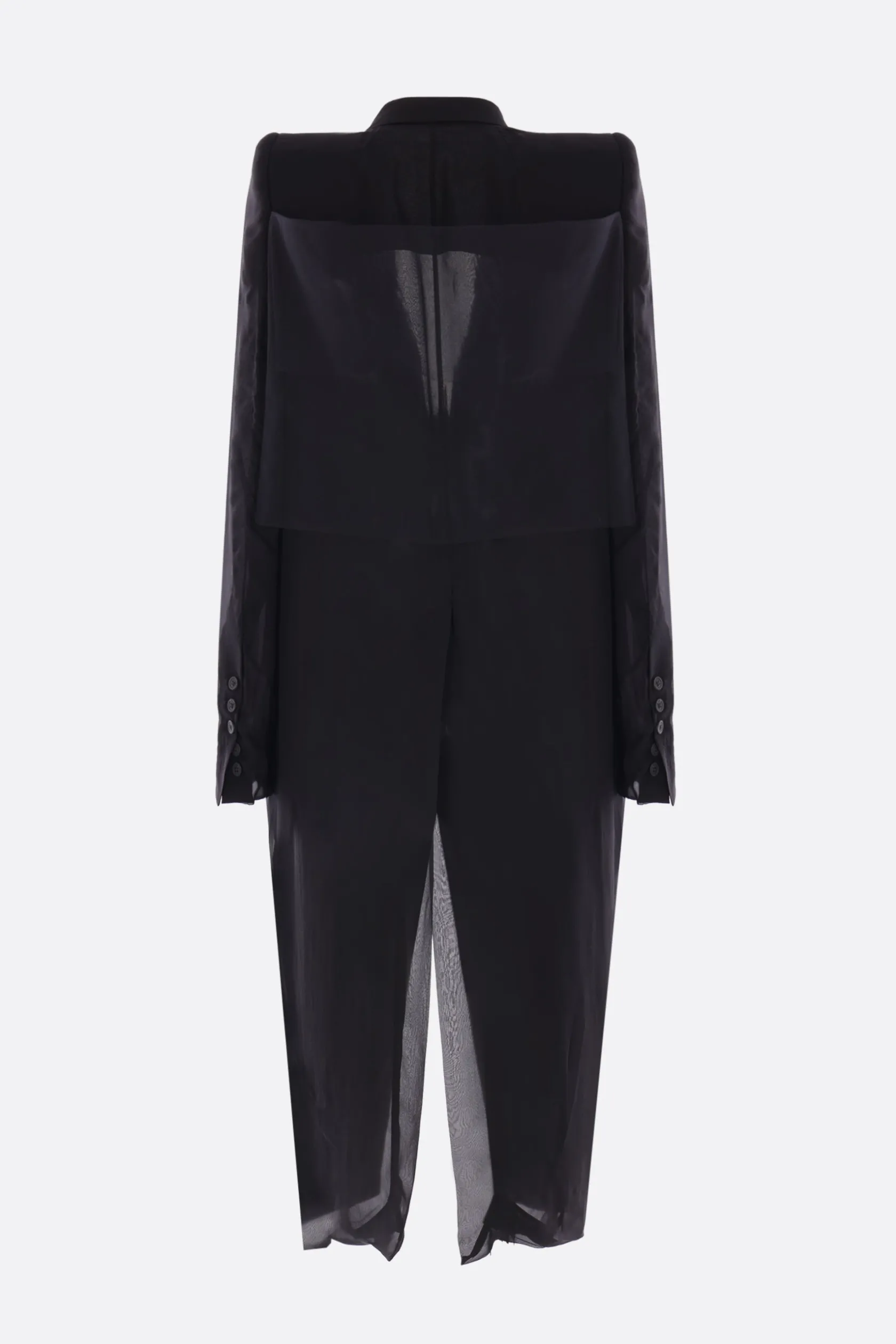 Capispalla>RICK OWENS cappotto Fogpocket Neue in chiffon e tulle Nero