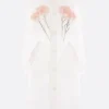 Capispalla>SIMONE ROCHA cappotto monopetto in organza con fiori Bianco