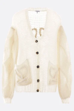 Topwear>LOEWE cardigan Anagram in misto mohair Neutro
