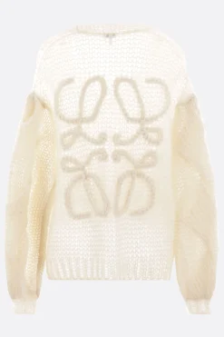 Topwear>LOEWE cardigan Anagram in misto mohair Neutro