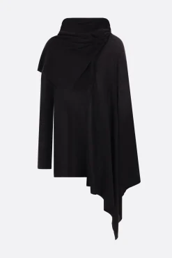 Topwear>YOHJI YAMAMOTO cardigan asimmetrico in lana e seta Nero