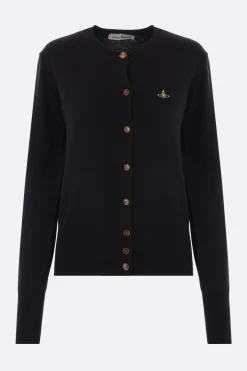 Topwear>VIVIENNE WESTWOOD cardigan Bea in cotone e cashmere Nero