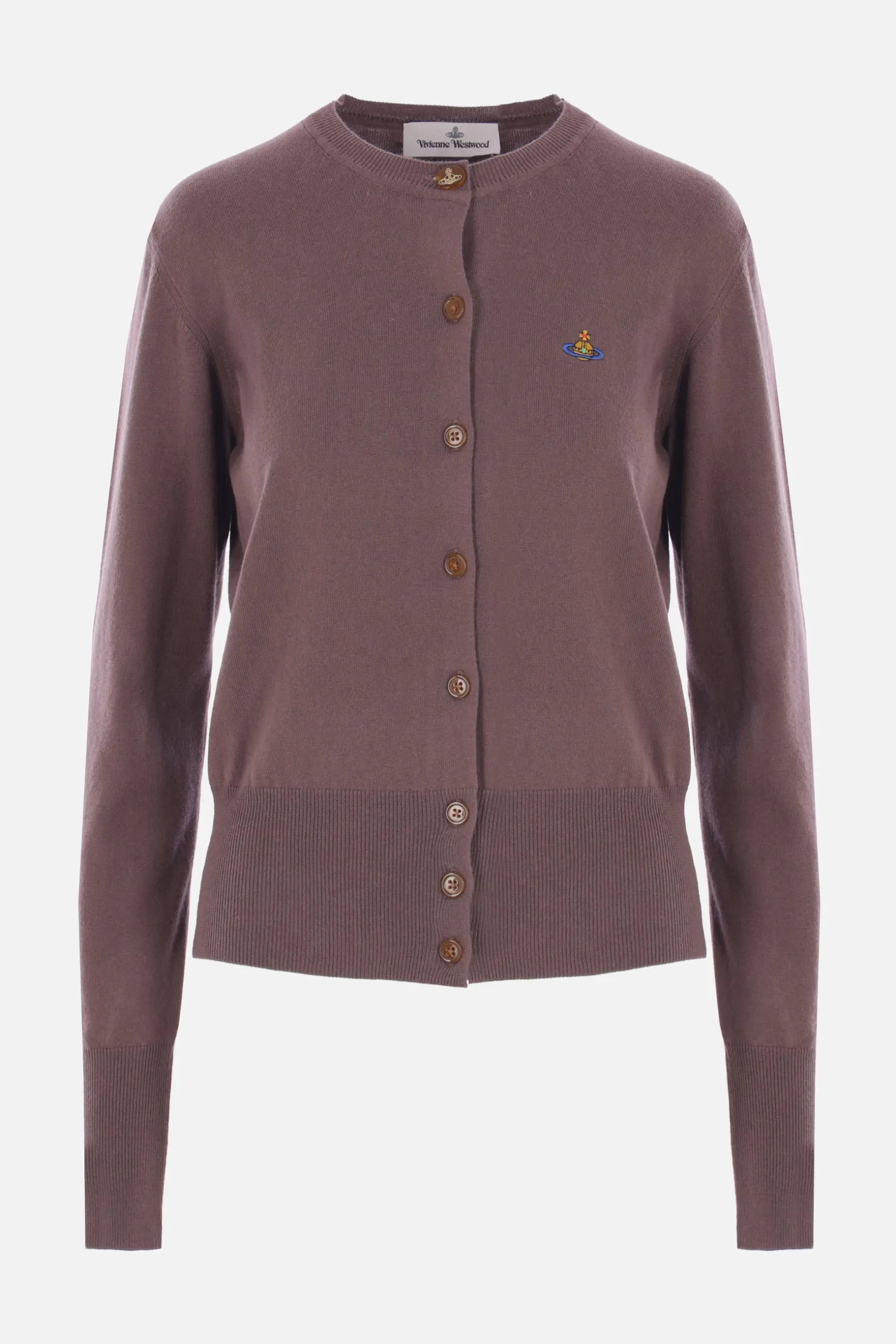 Topwear>VIVIENNE WESTWOOD cardigan Bea in cotone e cashmere Marrone