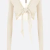 Topwear>RICK OWENS cardigan cropped in lana Bianco
