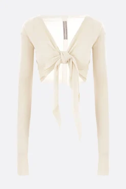 Topwear>RICK OWENS cardigan cropped in lana Bianco