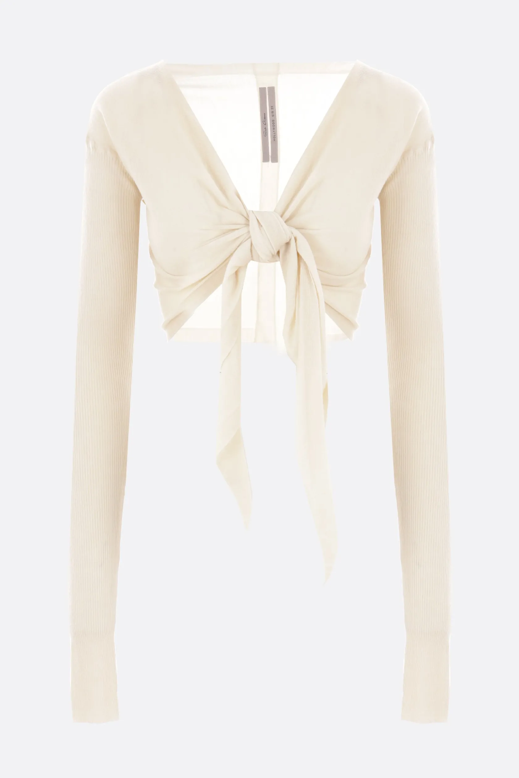 Topwear>RICK OWENS cardigan cropped in lana Bianco