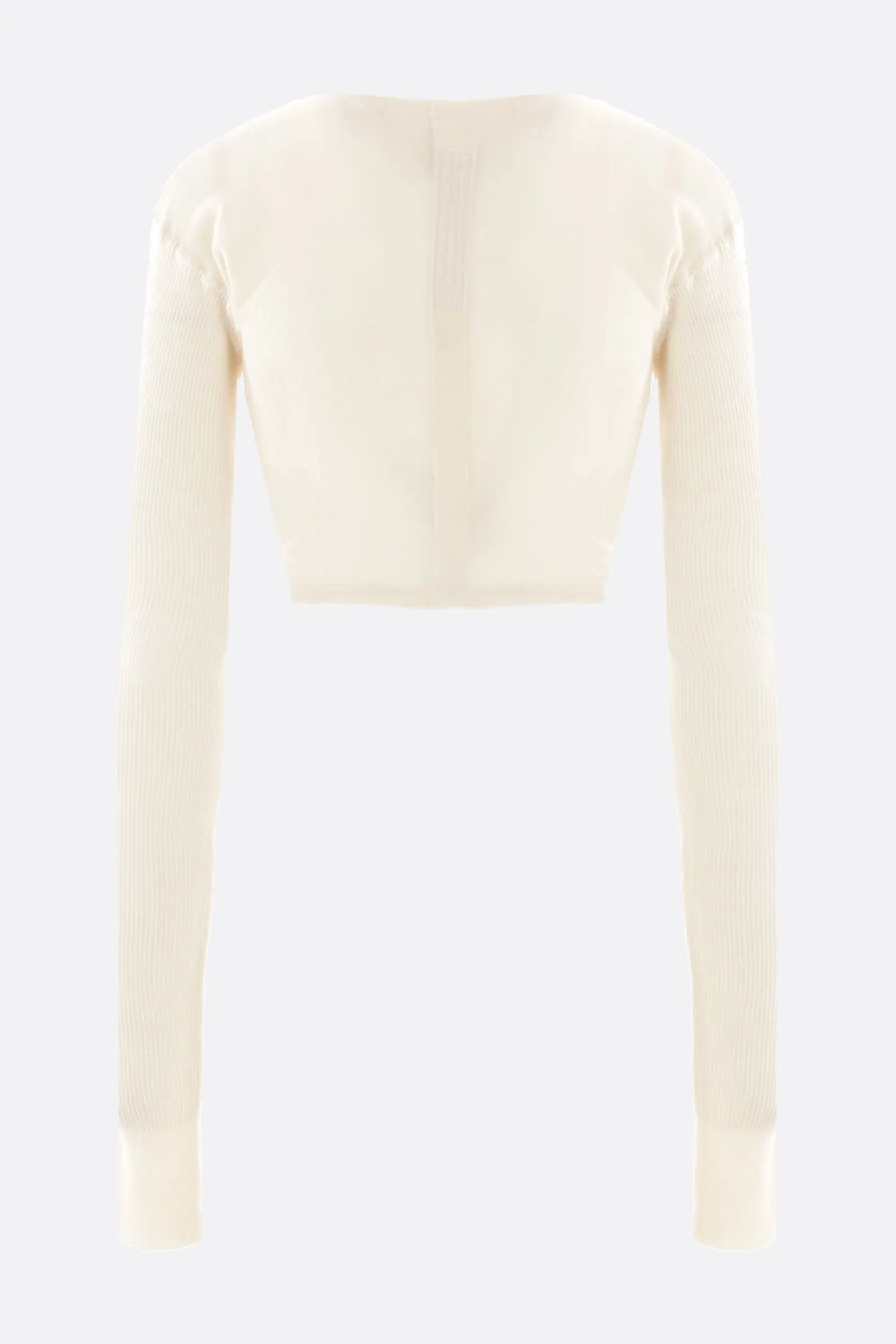 Topwear>RICK OWENS cardigan cropped in lana Bianco
