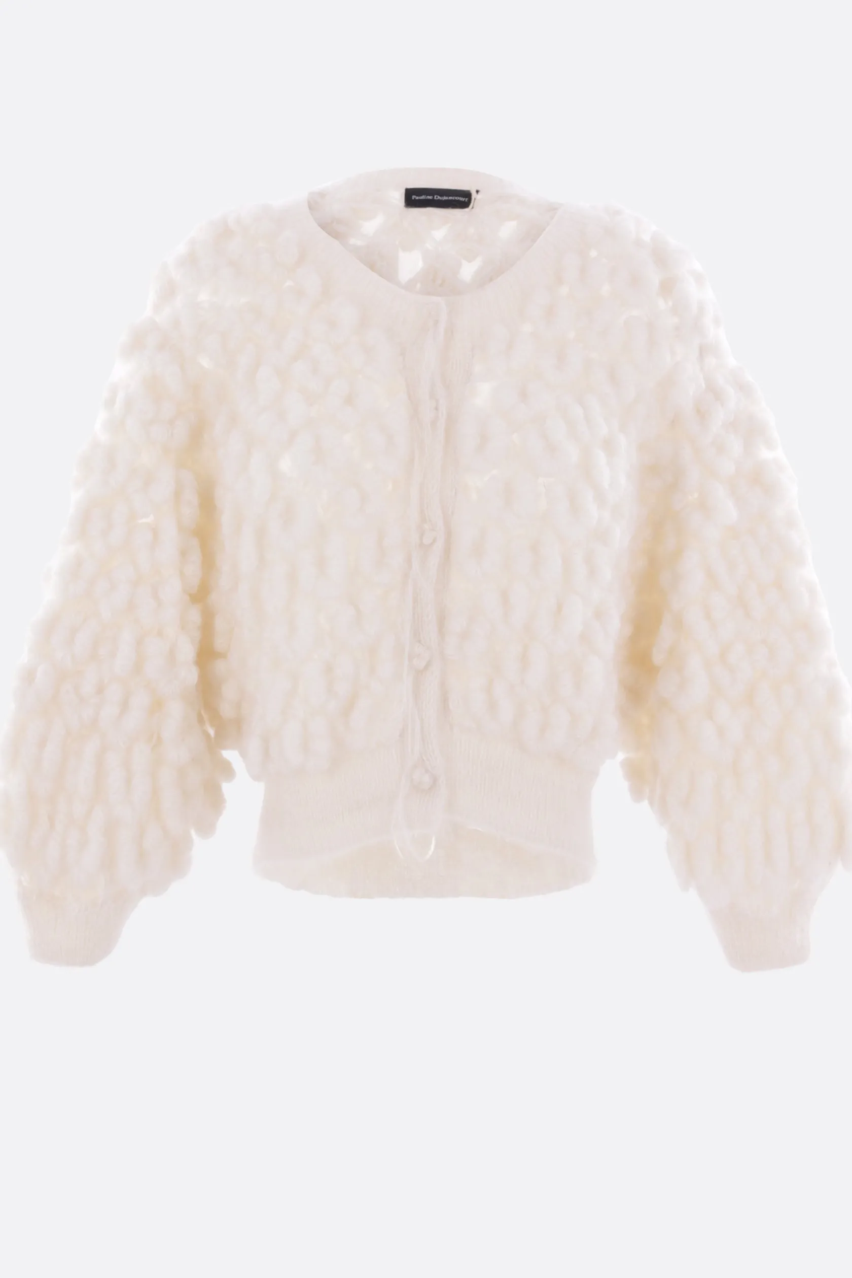 Topwear>PAULINE DUJANCOURT cardigan cropped in mohair e seta Bianco