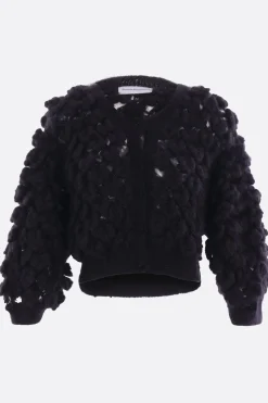 Topwear>PAULINE DUJANCOURT cardigan cropped in mohair e seta Nero