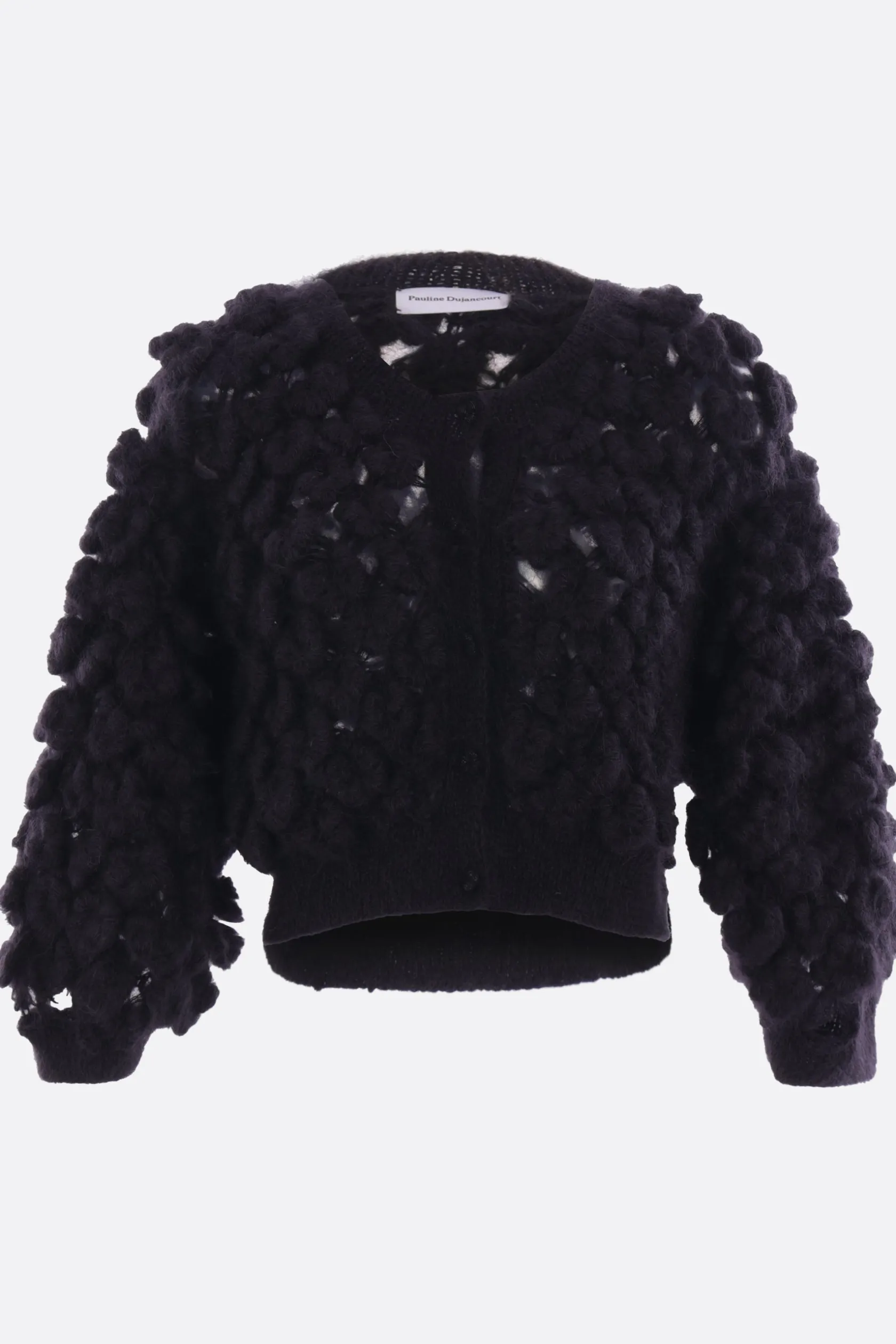 Topwear>PAULINE DUJANCOURT cardigan cropped in mohair e seta Nero