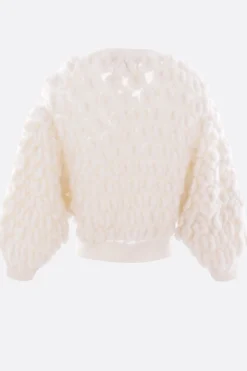 Topwear>PAULINE DUJANCOURT cardigan cropped in mohair e seta Bianco