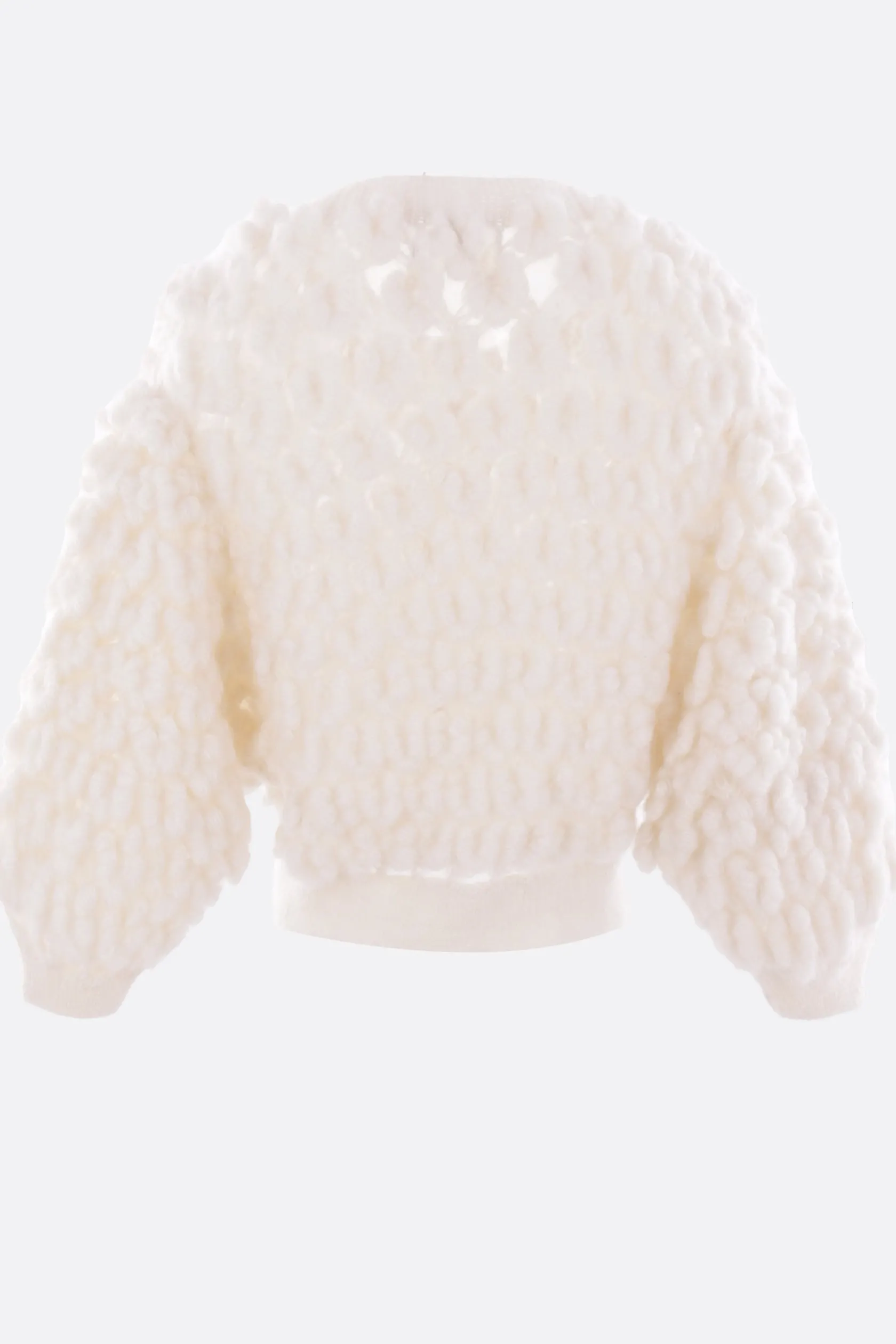 Topwear>PAULINE DUJANCOURT cardigan cropped in mohair e seta Bianco