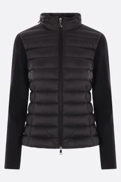 Topwear>MONCLER cardigan imbottito in lana e nylon Nero