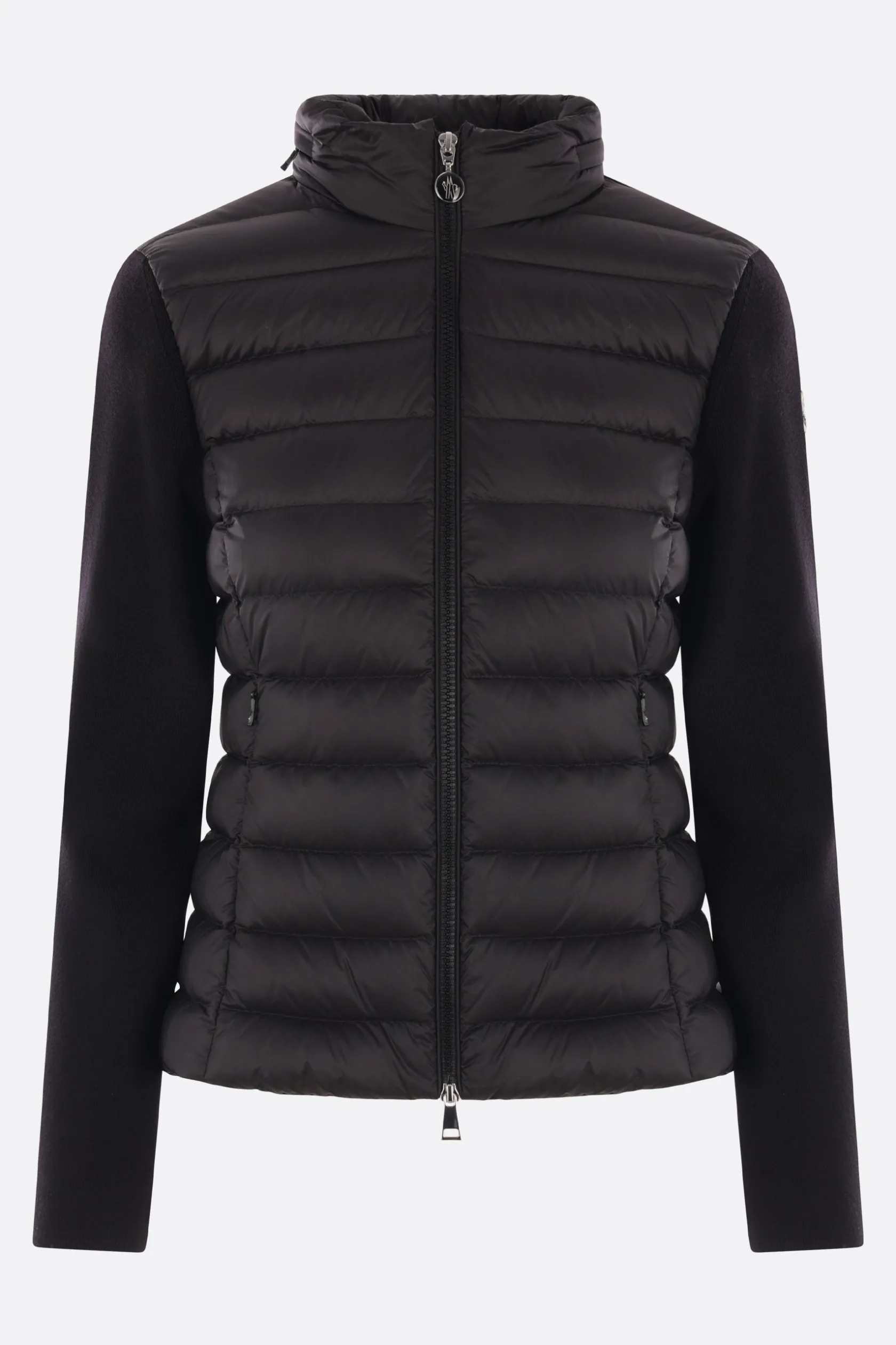 Topwear>MONCLER cardigan imbottito in lana e nylon Nero