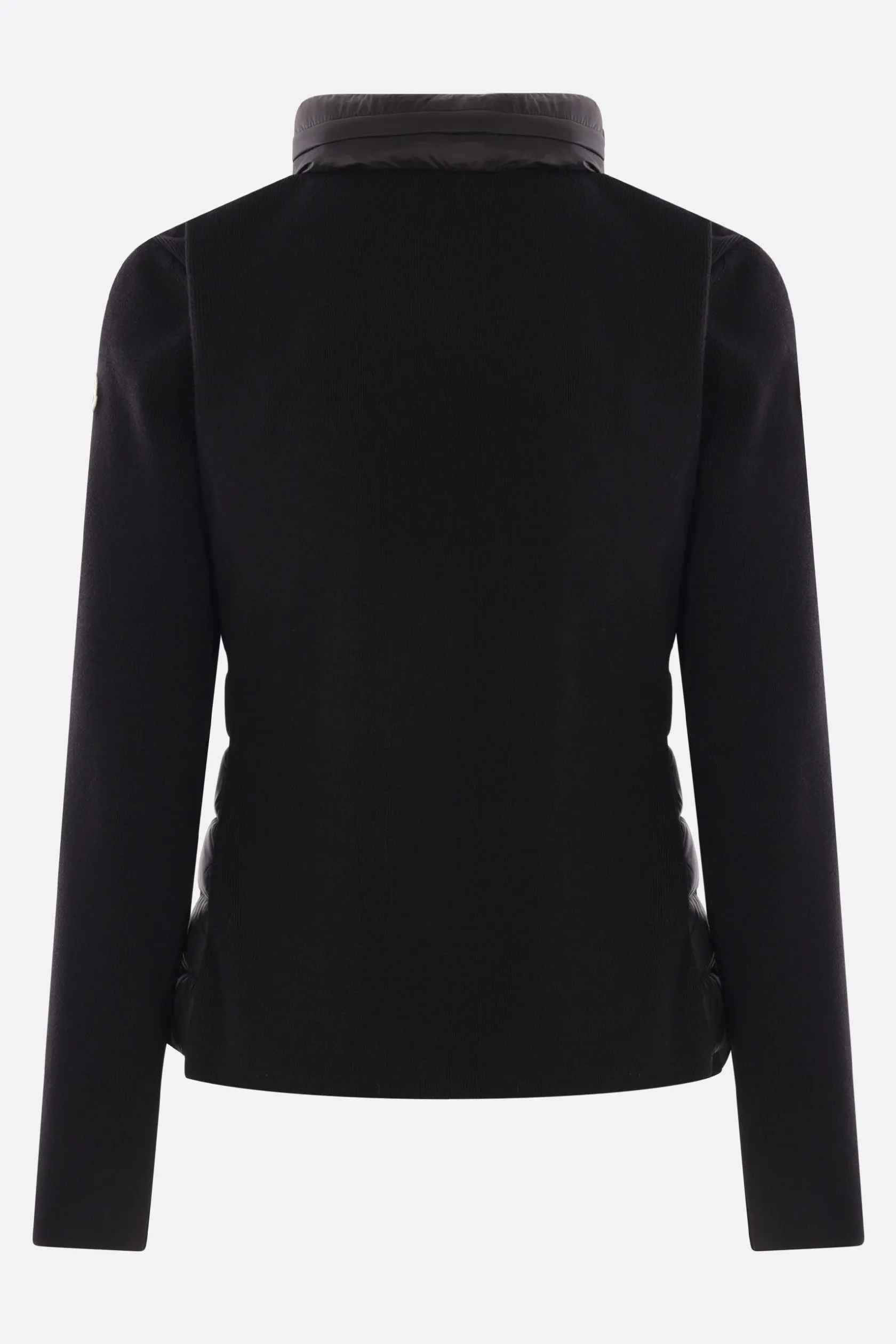 Topwear>MONCLER cardigan imbottito in lana e nylon Nero