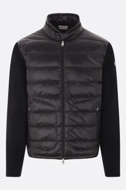 Topwear>MONCLER cardigan in maglia e nylon imbottito Nero