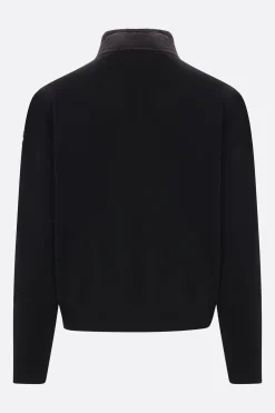 Topwear>MONCLER cardigan in maglia e nylon imbottito Nero