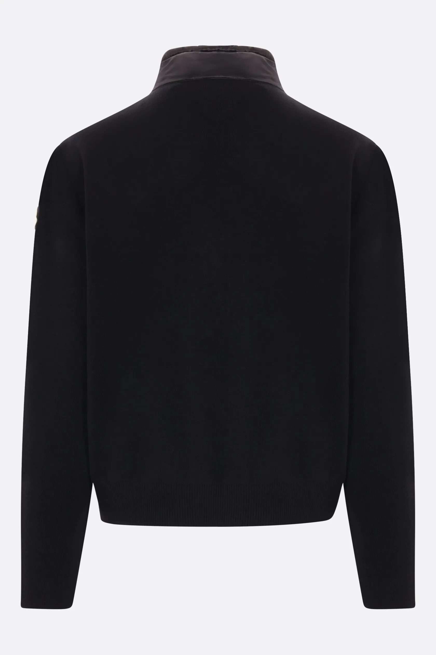 Topwear>MONCLER cardigan in maglia e nylon imbottito Nero